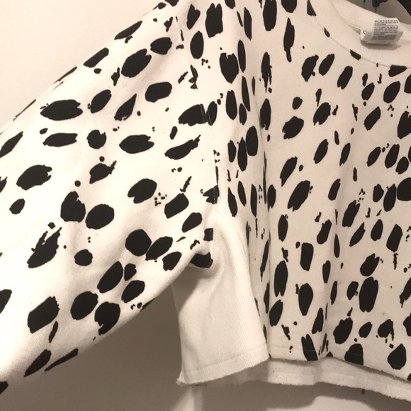 CHAMPION CROPPED SWEATSHIRT SIZE XS LONG SLEEVE BLACK &WHITE PRINT - Picture 6 of 7